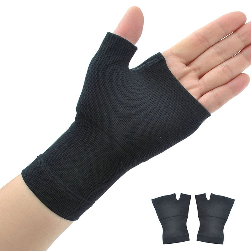 Pack Of 2 Compression Wrist Support, Wrist Splint, Thumb Compression Arthritis Gloves For Pain Relief, Carpal Tunnel, Fingerless Gloves For Men And Women (L, Black) - NewNest Australia