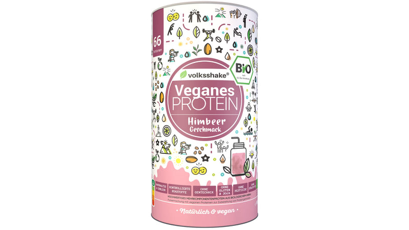 Organic Protein Vegan | Raspberry | 1000G | De-√Ñko-006 | 10 Vegetable Protein Sources | No Sweeteners | No Soy & Gluten | Premium Quality From Lake Constance | Made In Germany - NewNest Australia