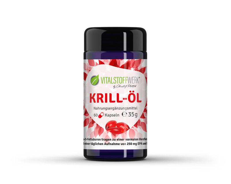 Krill oil, VITALSTOFFWERK®, 60 pieces of krill oil capsules, high-dose omega-3 fatty acids, polyunsaturated fatty acids Omega 3 capsules, without additives from Antarctica - NewNest Australia