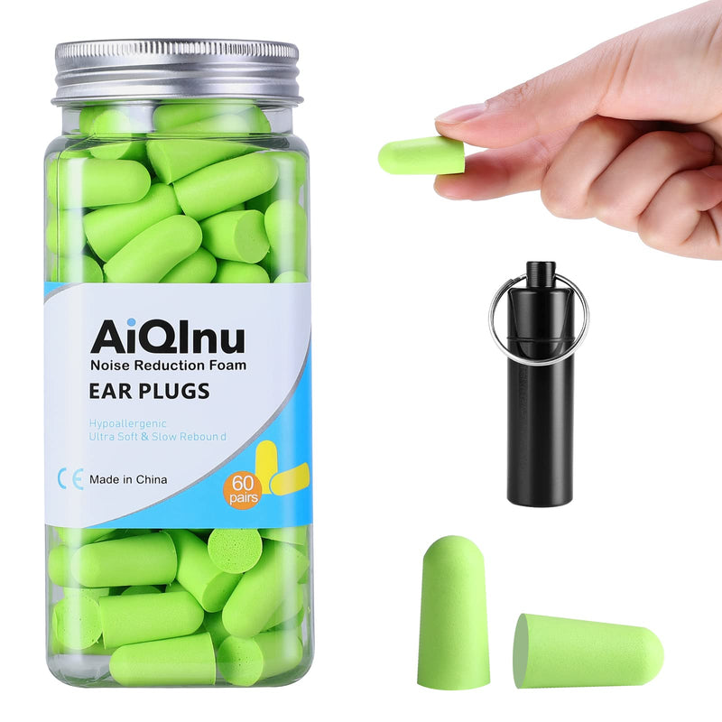 Aiqinu Ear Plugs For Sleeping, Hearing Protection Ear Plugs 60 Pairs 38 Db Snr, Super Soft Foam Ear Plugs, Noise Protection Ear Plugs Ideal For Snoring, Learning, Travel, Concerts - NewNest Australia