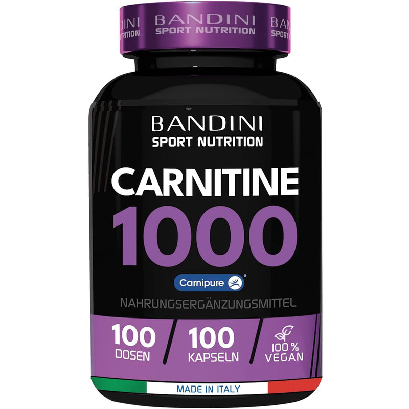 Bandini® L-CARNITIN 1000 | Premium: Carnipure® - L Carnitine Tartrate | 100 tablets | Metabolism & muscle building | Highly dosed, 100% vegan, no additives, laboratory tested - NewNest Australia
