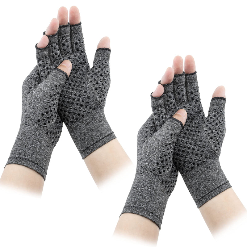 2 Pairs Arthritis Compression Gloves, Hand And Wrist Splint, Non-Slip Fingerless Gloves With Adhesive Dots To Provide Heat And Compression, Help Reduce Circulation, Reduce Pain And Promote Healing, - NewNest Australia