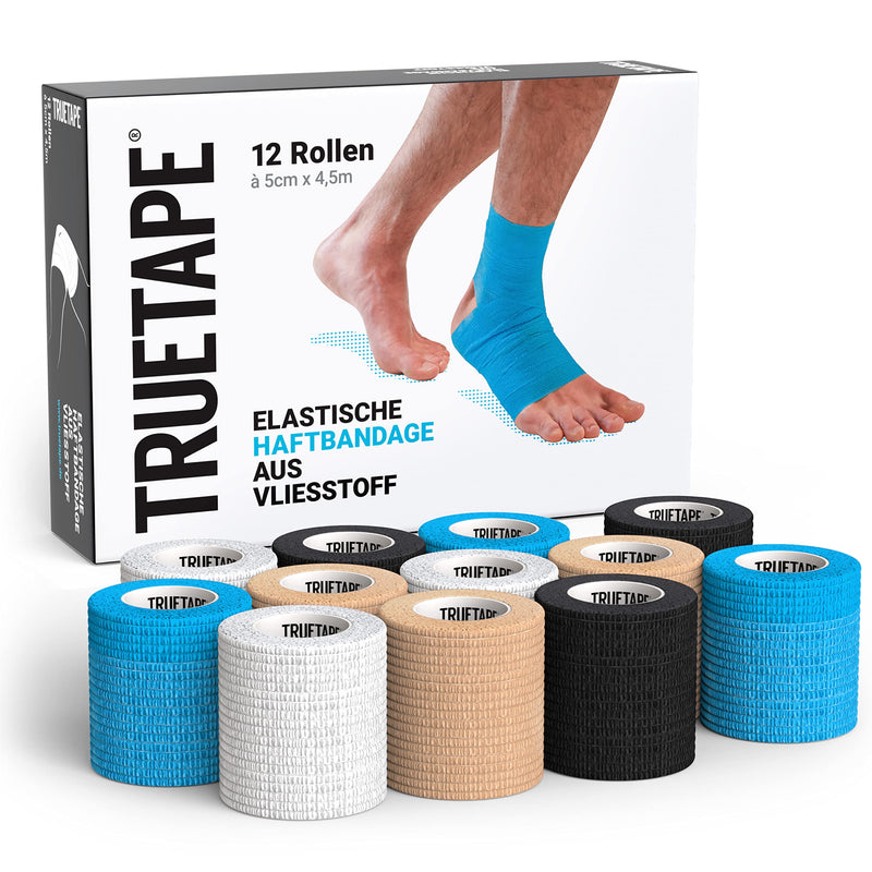 Truetape Cohesive Bandage | Self-Adhesive Bandage I 12 Rolls Bandage Material In Four Colors Of 5 Cm X 4.5 M | Self-Adhesive Elastic Bandage I Fixation Bandage - NewNest Australia