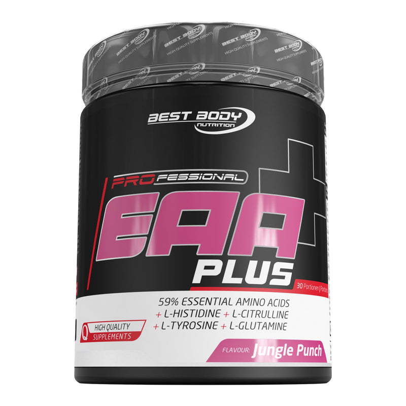 Best Body Nutrition Professional Eaa Plus - All 8 Essential Amino Acids + L-Histidine, L-Tyrosine, L-Glutamine And L-Citrulline - Vegan - Jungle Punch - 450 G Tin - NewNest Australia