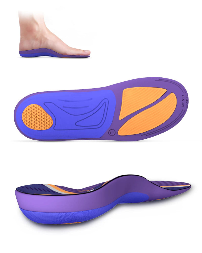 Insoles for arched splayfoot, QBK Orthotic Inserts for heel pain, supination, heel spurs, back pain, Achilles tendonitis, anti-fatigue, comfort S Purple S: Women38-40 - NewNest Australia