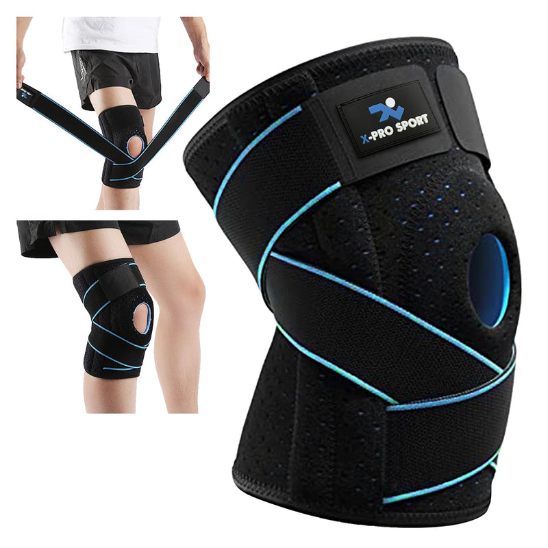 Knee Brace with Side Stabilizers, X-Pro Sport Adjustable Patella Meniscus Cruciate Ligament Support, Professional Breathable Orthopedic Brace for Men and Women - NewNest Australia