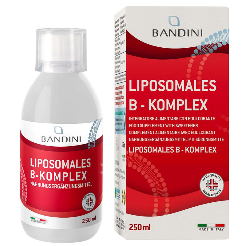Bandini® Vitamin B Complex Liposomal - 250 ml liquid format | High dosage: All 8 B vitamins (B1, B2, B3, B5, B6, B7, B9, B12) | Independently laboratory tested, no additives, GMO-free, vegan - NewNest Australia