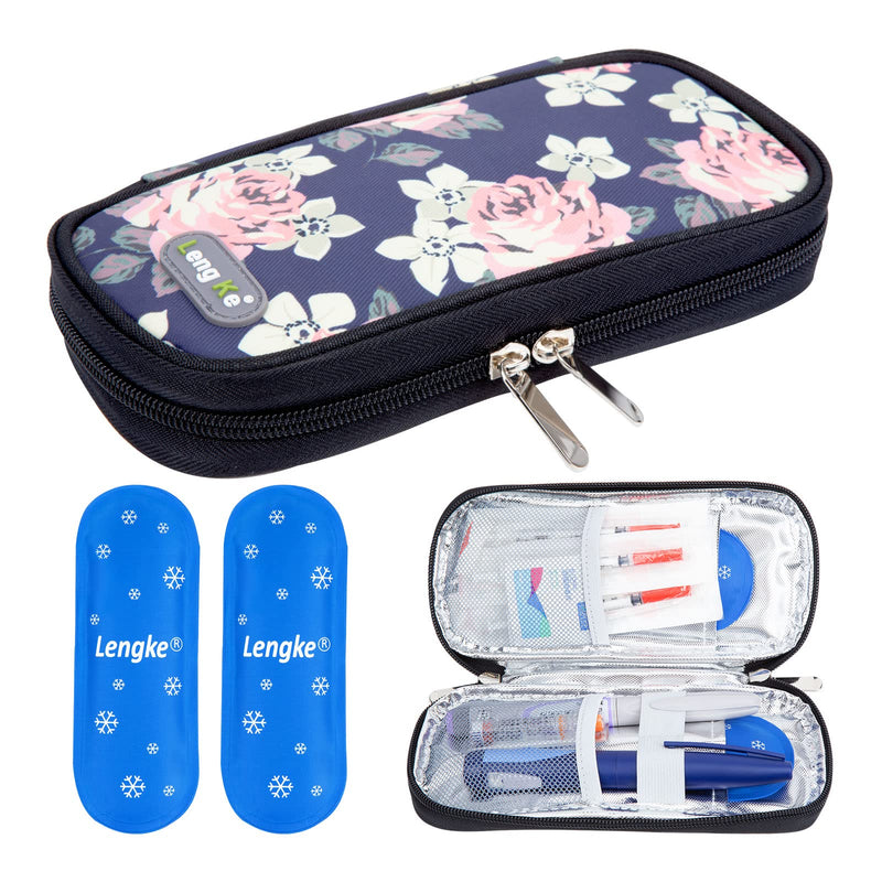 YOUSHARES Insulin Cooler Bag Diabetic Bag, Insulin Pen Bag with 2 Nylon Ice Packs, Diabetic Bag for Diabetic Supplies, Keep Supplies Safe and Cool (Blossom) Red Flower on Black - NewNest Australia