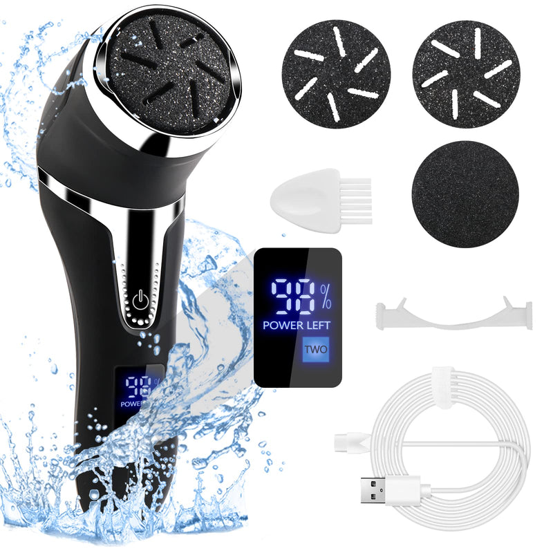 Electric Feet Callus Remover, Rechargeable, Ckclr Portable Electronic Ipx7 Foot File Pedicure Tools, Professional Pedicure Foot Care Led Smart Display Made Of Pvc (Silver + Black) - NewNest Australia