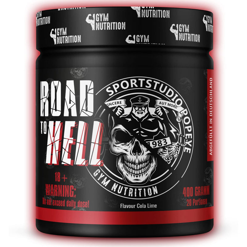 ROAD TO HELL - Ultra Hardcore Booster Pre workout - Powder - ATP + L-Arginine + Citrulline + Beta Alanine + Caffeine 400g in collaboration with Sportstudio Popeye Cola-Lime Flavor Vegan - NewNest Australia