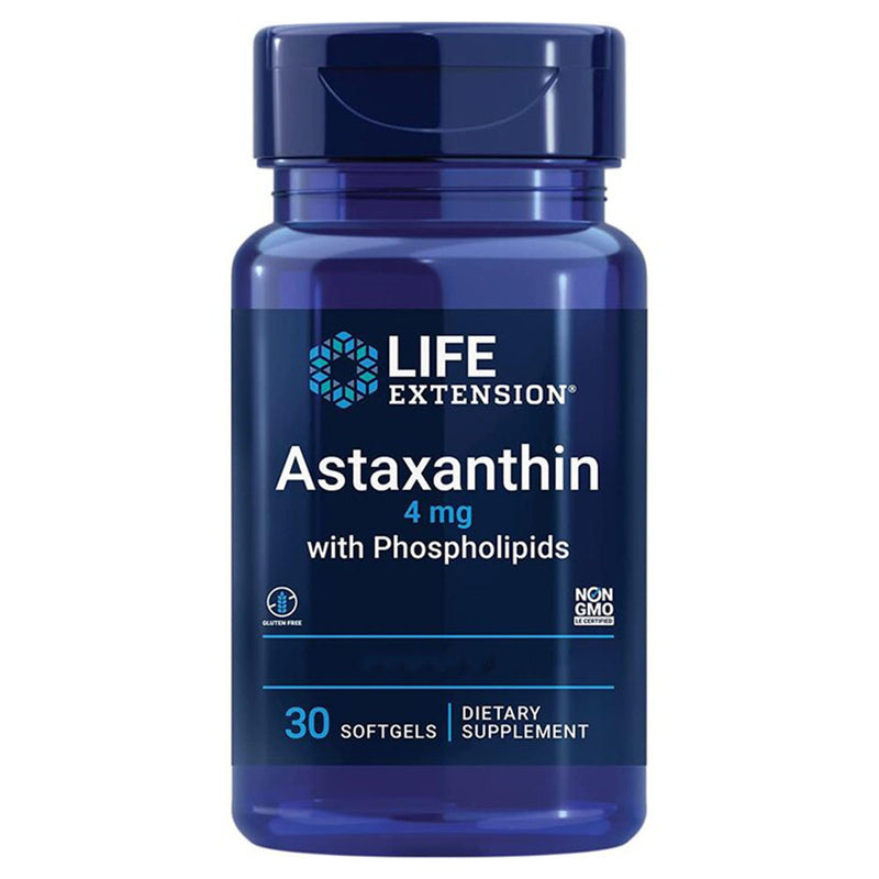 Life Extension Astaxanthin, 4mg, with phospholipids, 30 soft capsules, laboratory tested, gluten-free, soy-free, non-GMO - NewNest Australia