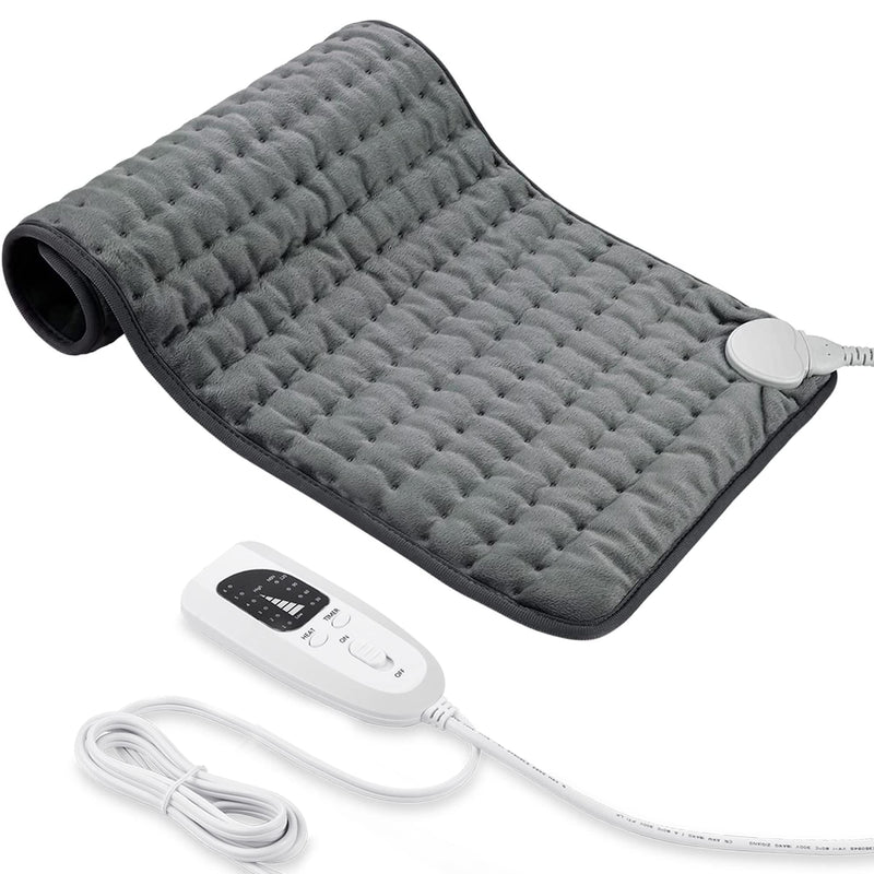 Heating pad, electric heat pad with automatic switch-off and 6 temperature levels, heating pad for back, neck, shoulder, stomach, machine washable (dark grey, 30 x 60 cm) dark grey - NewNest Australia