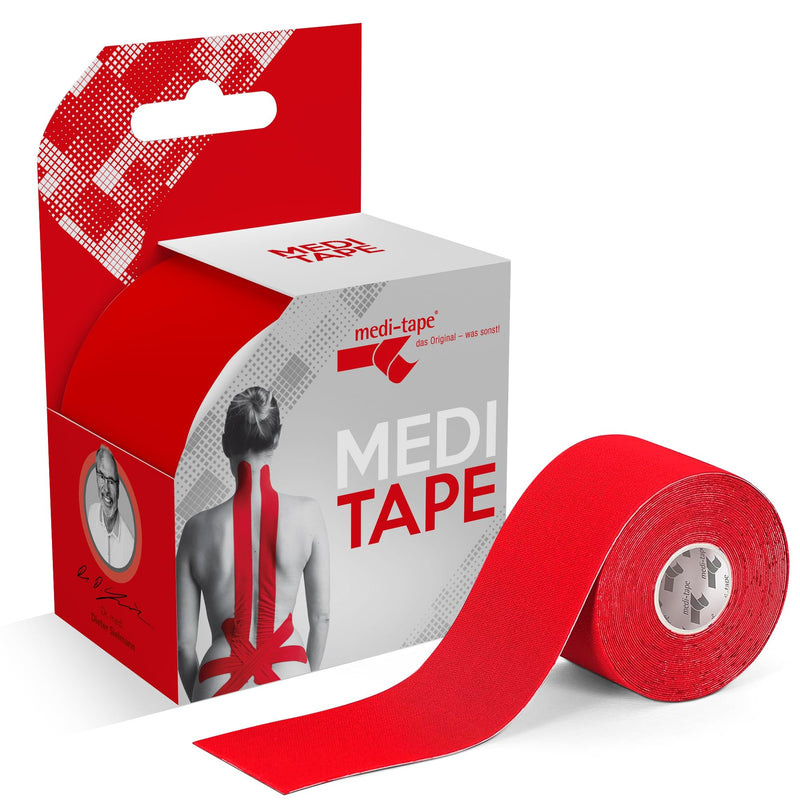 Medi-Tape (Red) For Sports And Everyday Use (5 M) - Kinesiology Tape Latex-Free With 150% Elasticity - Breathable & Waterproof Physio & Kinesio Tape - Sports Tape - NewNest Australia