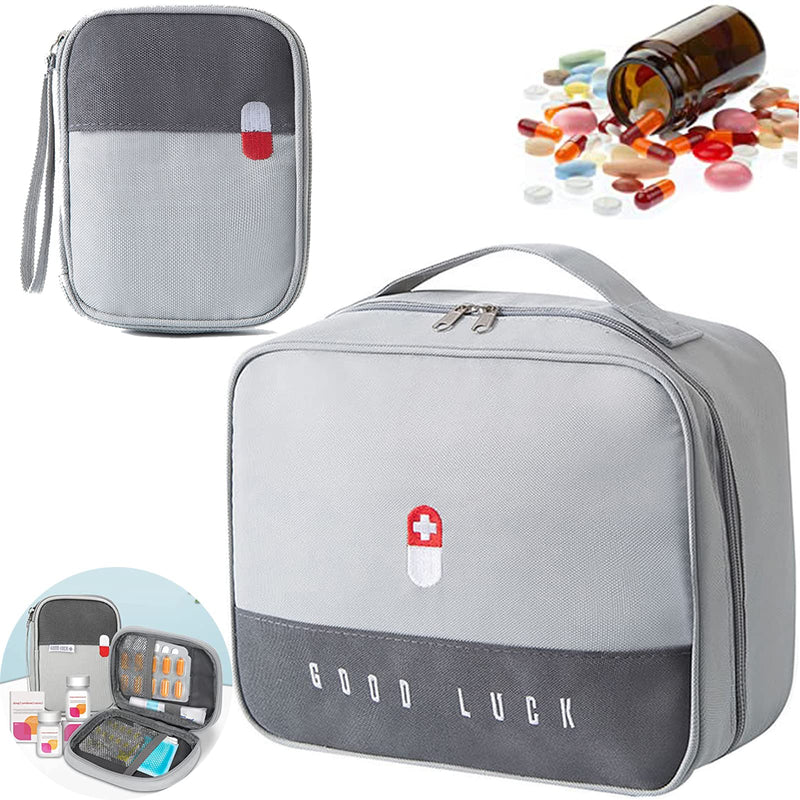 Pack Of 2 Portable Medicine Travel Bag, Medical Bag, Emergency Bag, Empty Medical Emergency Bag, Medication Bag, Waterproof, Double Layer Design, For Home Office Travel (Grey), Gray - NewNest Australia