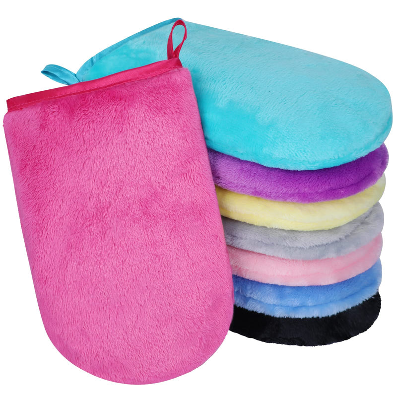 PHOGARY 8 Pcs Microfiber Wash Gloves Flannel Soft Wash Mitt Bath Spa Cloth Reusable Makeup Remover Gloves European Style Wash Cloth 15x21cm (8 Colors) 1 - NewNest Australia