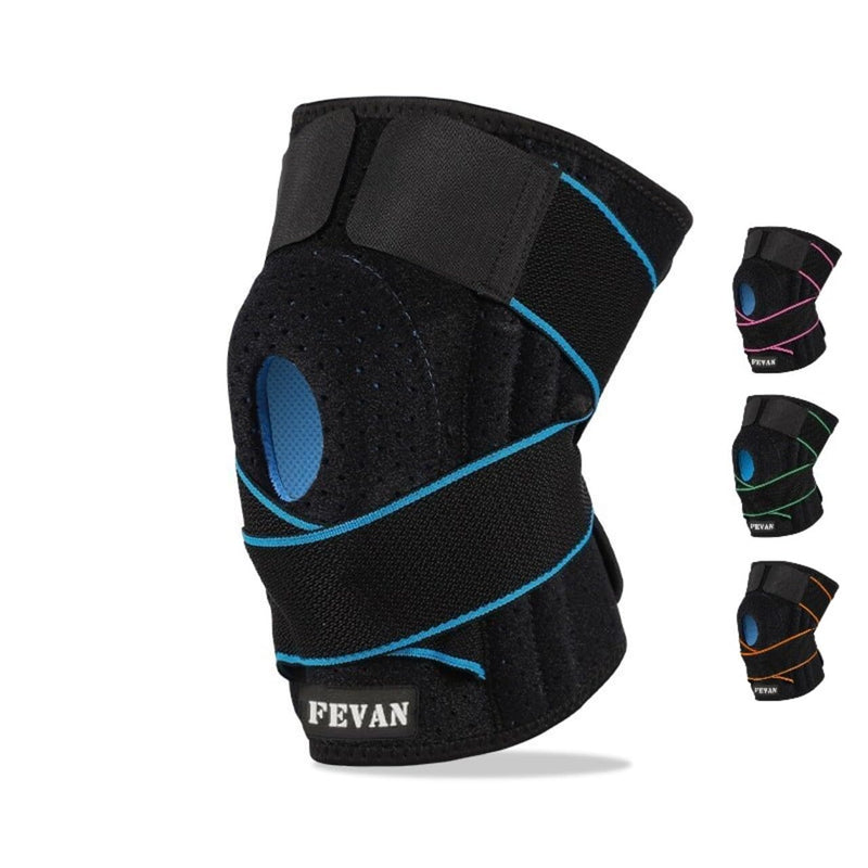 Fevan Knee Support With Side Stabilizers Made Of Neoprene With Silicone - Knee Support For Men And Women - Knee Support For Weight Training - Knee Support (Black/Blue) - NewNest Australia
