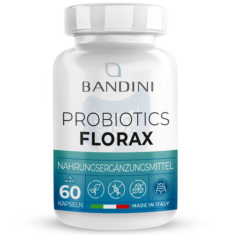 Bandini Florax Probiotics Cultures Complex 18 Bacteria Strains + Inulin 60 Vegan Enteric Juice-Resistant Capsules - Lactobacillus, Bifidobacterium - Laboratory Tested & Made In Italy Without - NewNest Australia