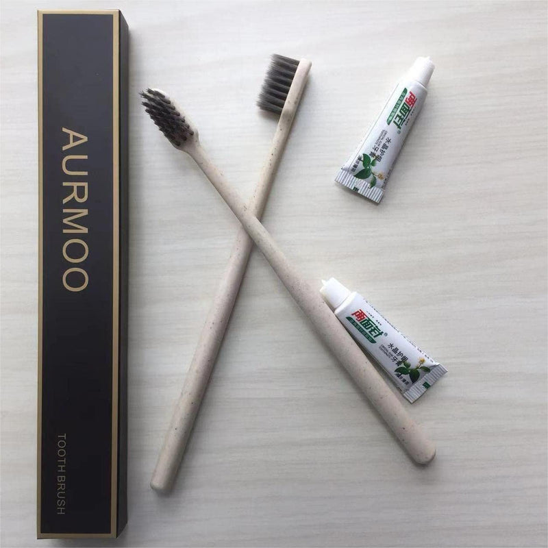 Disposable Toothbrushes, Manual Toothbrush, 20 Set Of Sustainable & Disposable Toothbrushes With Toothpaste Set, Biodegradable, Vegan & Bpa Free, Individually Packaged, Round Toothbrush Handle. 20/R - NewNest Australia