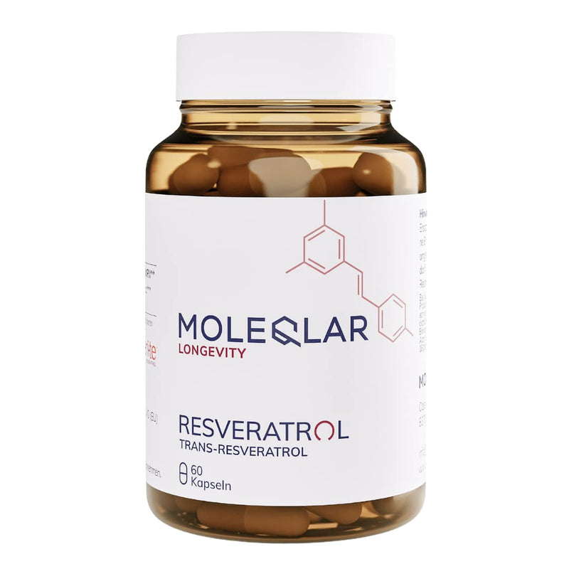 Moleqlar Trans-Resveratrol Capsules | 60 Capsules Premium Resveratrol From Yeast Fermentation | 500Mg Per Capsule | >98% Pure Trans-Resveratrol | 100% Pah And Gmo Free | Certified Purity - NewNest Australia