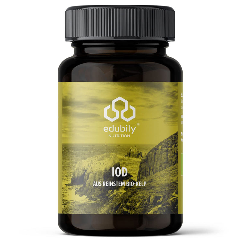 edubily nutrition® iodine from the purest organic kelp - 100 µg iodine per capsule - without additives - 180 capsules in brown glass - NewNest Australia