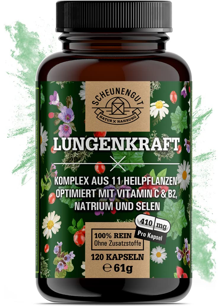 Lungenkraft Lungwort Capsules Strong - Important: Laboratory-Tested 14-Fold Complex With Lungwort, Ginger, Rose Hip, Icelandic Moss, Selenium, Sage And More I 120 Capsules I From De I Scheunengut - NewNest Australia