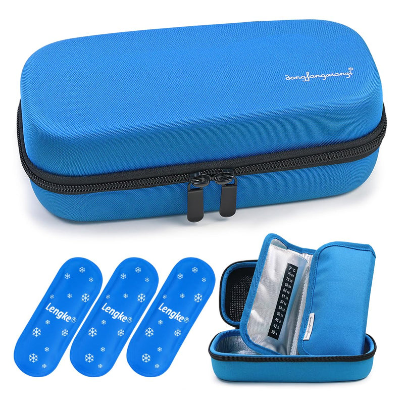YOUSHARES insulin cooler bag, Eva insulin bag for insulin pen, insulin and other diabetic accessories, diabetic bag with 3 nylon ice packs (blue) 01-blue - NewNest Australia
