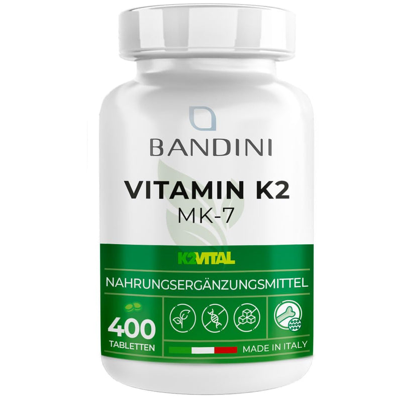 Bandini® Vitamin K2 MK-7 200µg | 400 tablets | K2VITAL® pure menaquinone 7 - premium all-trans content >99.7% | Laboratory tested, high dosage, 100% vegan, GMO-free, no additives - NewNest Australia