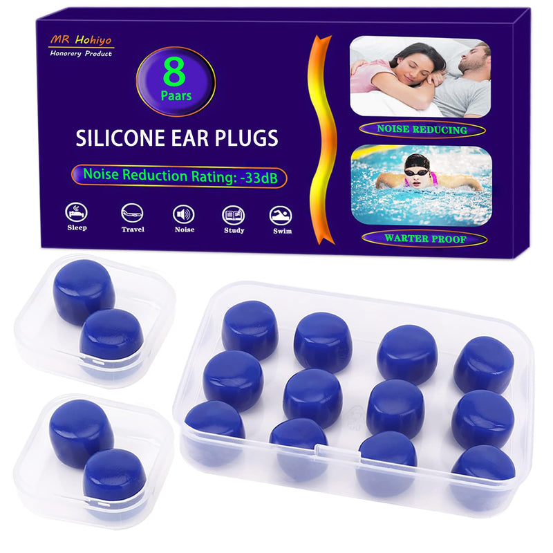 Earplugs for sleeping, reusable silicone earplugs, earplugs for the night, hearing protection, earplugs for children, swimming, airplanes, soft earplugs against snoring (8 pairs) - NewNest Australia