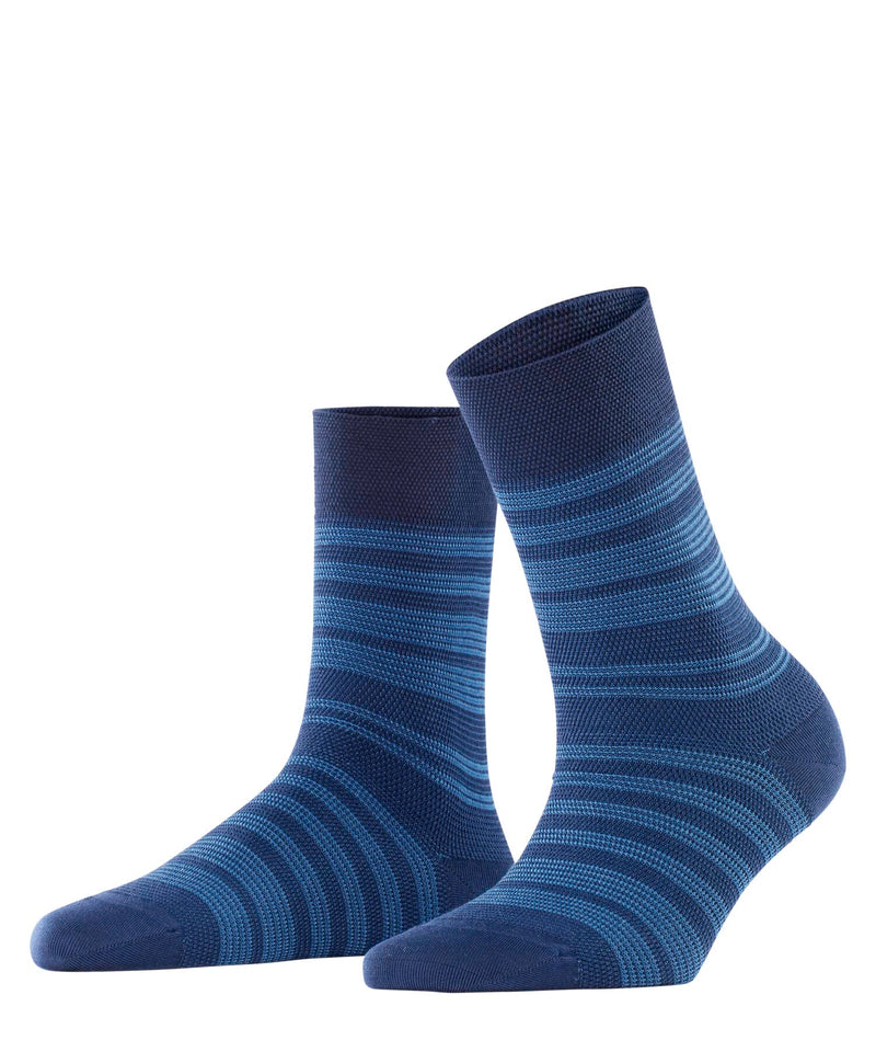 Falke Women'S Sensitive Sunset Stripe Socks, Pressure-Free Comfort Waistband, Flat Seam To Prevent Pressure Points, Breathable, Sustainable Lyocell, Striped, Comfortable For Diabetics, 1 Pair, 39-42, Blue (Space Blue 6116). - NewNest Australia