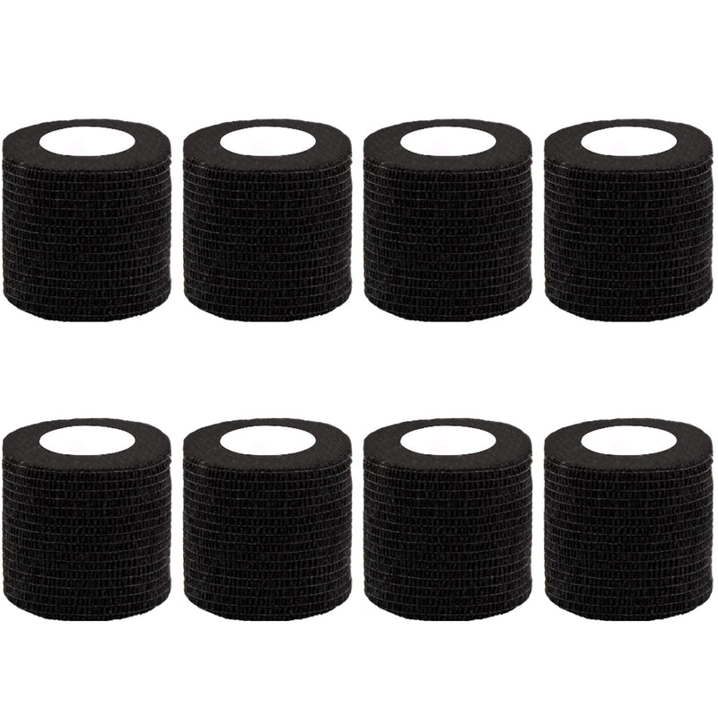 BQTQ 8 Rolls Self-Adhesive Cohesive Bandage Adhesive Bandage Elastic Self-Adhesive Adhesive Bandage Fixing Bandage for Fingers Hands Toes (Black, 5 cm x 4.5 m) 2 Inch Black - NewNest Australia
