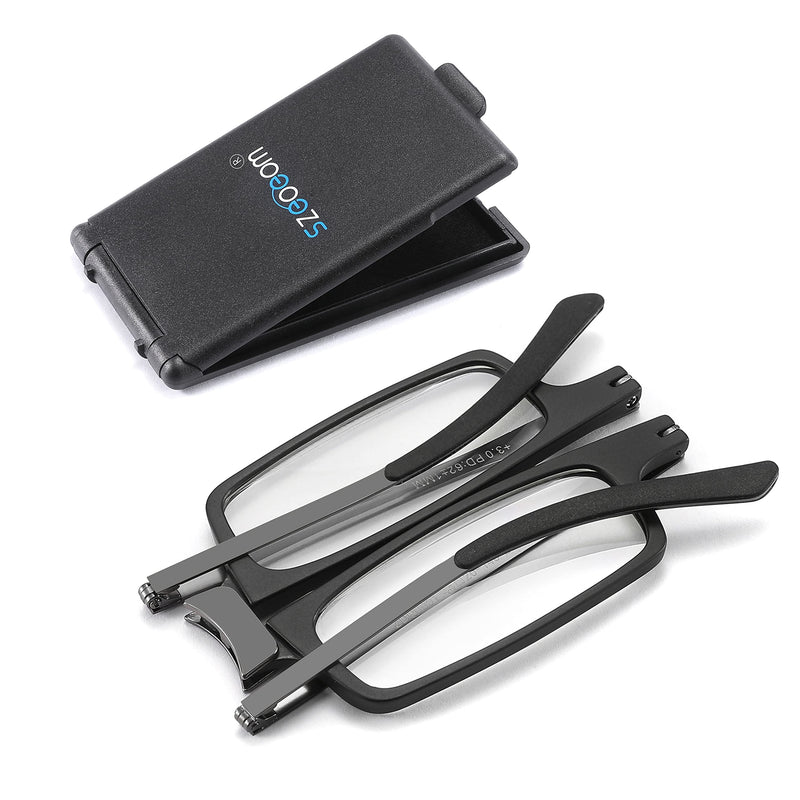 SZEOEOM Ultra Thin Foldable Reading Glasses Ultralight Blue Light Foldable Readers for Men Women Compact Travel Portable Rectangle Glasses Case Black 2.5 Diopters - NewNest Australia