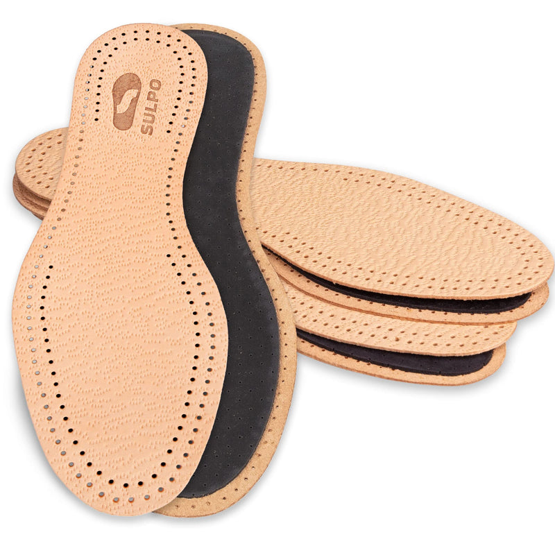 SULPO 3 pairs of genuine leather insoles, premium leather activated carbon insoles, odor absorber, anti-sweat insoles, breathable pecari leather 42 - NewNest Australia