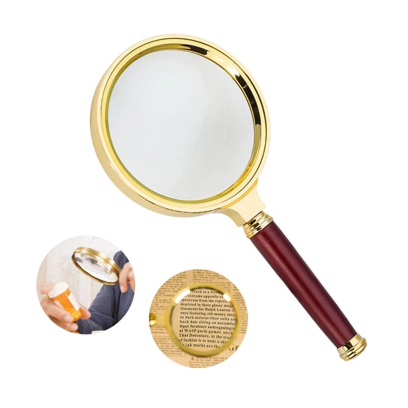 Hand Magnifier Reading Magnifying Glass With Imitation Mahogany Handle, 70 Mm, Books Reading Old People, Research Equipment For Children, Observation Of Plants And Insects Outdoors, High Resolution, 10 X - NewNest Australia