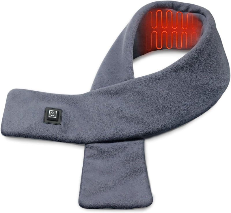 Comfytemp heated scarf for women and men, far infrared neck warmer with 5000 mAh power bank, quick-heating heating scarf, 3 heating levels & automatic switch-off, heat pad neck for indoor/outdoor cold protection M grey