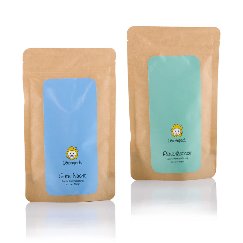 Löwenpads refill packs from Löwenkind - 1 x Snotlout 10 refill pack and 1 x Good Night 10 refill pack - herbal pads for colds, runny noses and problems falling asleep - NewNest Australia