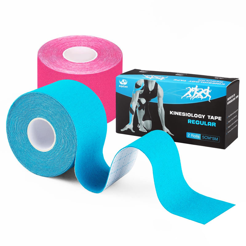 Anjocare Kinesiology Tape, 5 Cm X 5 M Kinesiology Tapes For Sports, Waterproof & Elastic Skin-Friendly Kinesio Tapes For Knee Pain, Elbow And Shoulder (2 Rolls) - NewNest Australia