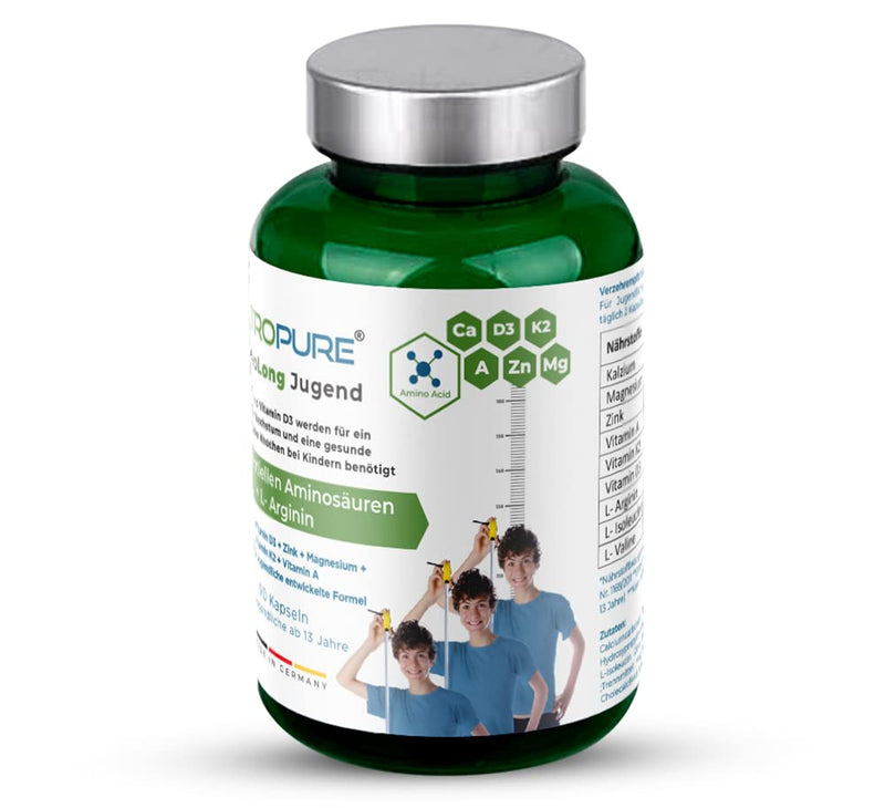 OsseoLong® Youth: Unique combination of L-arginine + branched-chain amino acids (BCAAs), calcium, vitamin D3, zinc and magnesium for bone development (capsule) - NewNest Australia