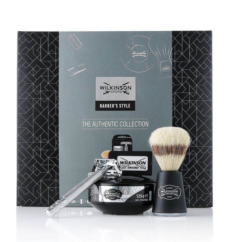 WILKINSON SWORD Barber's Style - The Authentic Collection (razor, 5 x double blades, shaving brush, shaving soap), Men - NewNest Australia
