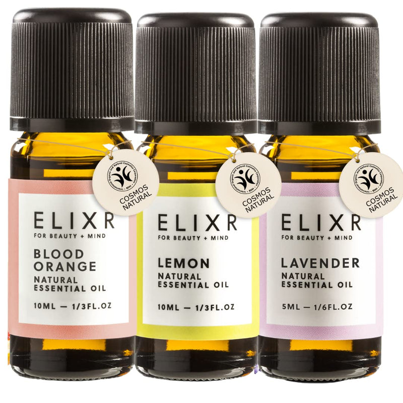 Elixr Essential Oil Set With Lemon Oil, Blood Orange Oil & Lavender Oil - 100% Natural Fragrance Oil Made From Gently Pressed Fruits & Lavender Flowers - Certified Natural Cosmetics From Germany (25 - NewNest Australia