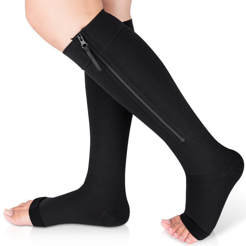 Ailaka Compression Stockings With Zipper, 15-20 Mmhg Class 1 Compression Stockings For Men And Women, Open Toe Support Stockings For Varicose Veins, Edema, Recovery, Pregnant - NewNest Australia