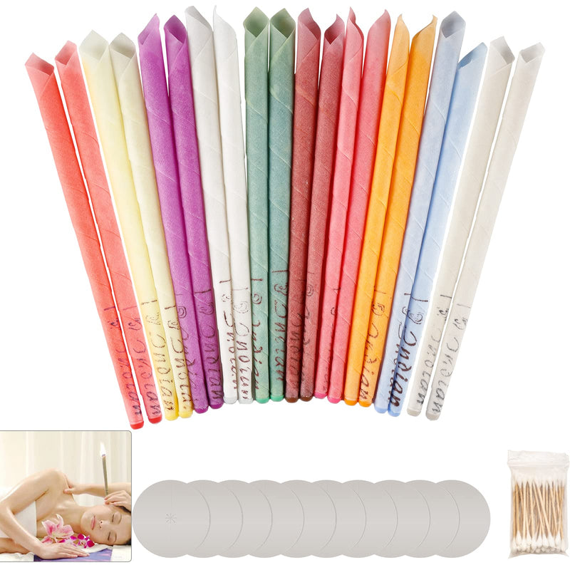 Pack Of 20 Natural Beeswax Ear Candles, Ear Cleaner, Ear Wax Removal, Hollow Taper Candles With 10 Protective Discs And Cotton Swabs, 8 Different Aromatic Odours - NewNest Australia