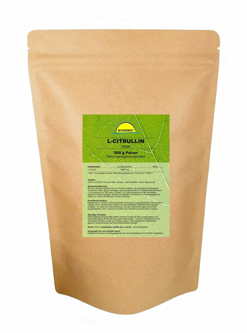 Bonemis® L-citrulline (amino acid), vegan, highly pure (without malate), 500 g in a bag, premium quality without additives - NewNest Australia
