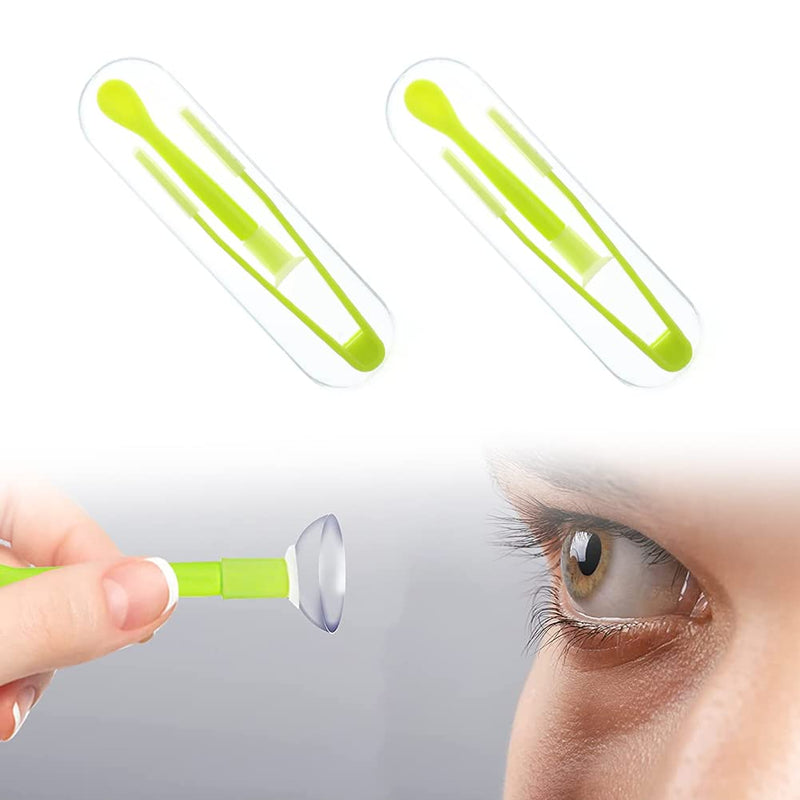 Contact Lens Tweezers, Contact Lens Aid For Inserting, Contact Lens Suction Cup, Silicone Contact Lens Remover, Pack Of 2 Contact Lens Insert Remover With Storage Case (Green) - NewNest Australia
