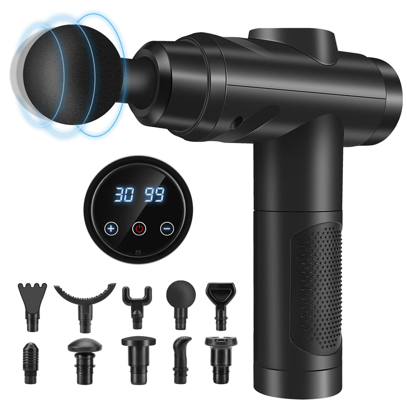 Massage Gun, Muscle Percussion Massager With 30 Speeds, Quiet Hand Massager, Massage Gun With Lcd Touch Screen, 10 Heads, Massage Gun For Shoulder, Body, Back, Relaxation (1) - NewNest Australia