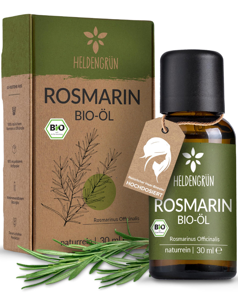Heldengrün® ORGANIC rosemary oil [HIGH DOSE] Stimulates hair growth - hair oil for hair loss - 100% natural rosemary oil - rosemary oil hair 30.00 ml (pack of 1) - NewNest Australia