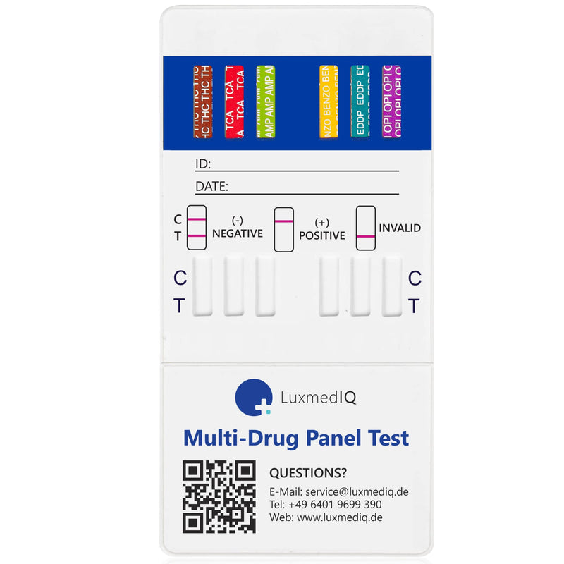 Luxmediq Drug Test Multi 12 - Urine Drug Quick Test - Cannabis Thc, Ecstasy Mdma, Cocaine, Amphetamine, Opiates, Methamphetamine, Methadone, Oxazepam, Buprenorphine, Oxycodone, Phencyclidine, Nortriptyline - NewNest Australia