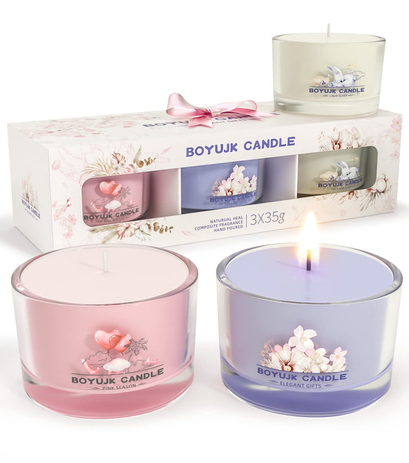 Scented Candles Gifts For Women | Scented Candles Gift Set For Anxiety | 3 Scented Candles In Glass | Relaxation Gifts For Women | (Collection Elegant Gifts), Lavender, Vanilla - NewNest Australia