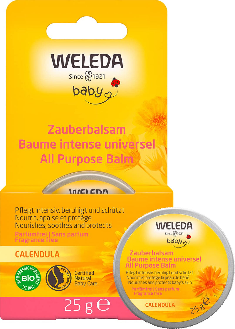 Weleda Organic Baby Calendula Magic Balm - Natural Cosmetics Universal Balm For Face & Body For Care & Soothing Dry Skin And Lips. Rich All-Purpose Balm For Babies & Children (1 X 25 G) - NewNest Australia