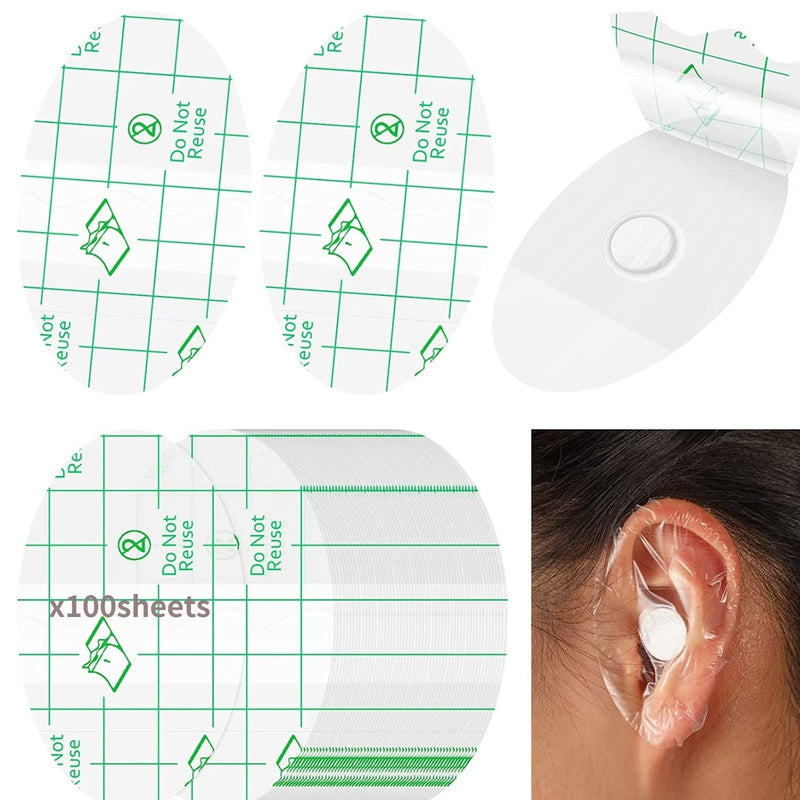 Runrayay Pack Of 100 Ultra Thin Transparent Ear Covers For Showers, Wear Protection Shoe Stickers, Heel Bubble Protection, Disposable Ear Protection, Waterproof For Swimming, Bathing And Others - NewNest Australia
