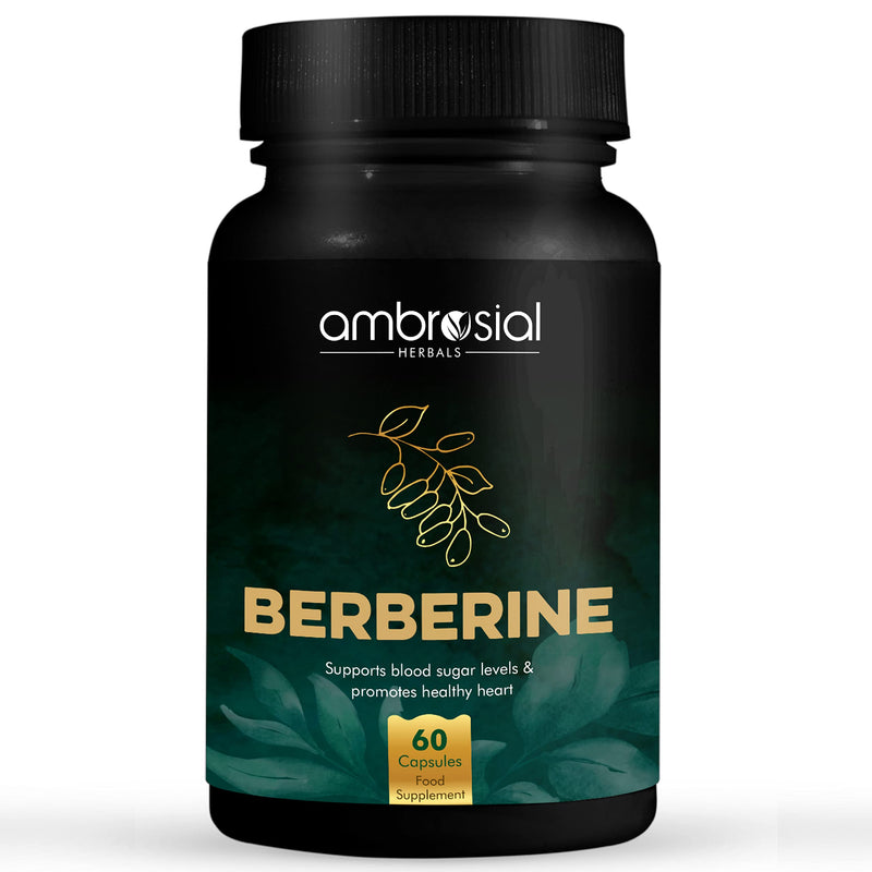 Ambrosial Berberine Hcl 500 Mg Per Capsule | High Strength Berberine Supplement For Healthy Heart Functions | Supports Healthy Blood Sugar Levels (Pack Of 1-60 Capsules) 60 Pieces (Pack Of 1) - NewNest Australia